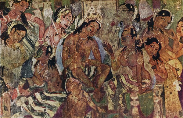 'Wall painting from the Caves of Ajanta of Raja Mahajanaka', c480. Artist: Unknown.