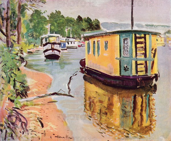 'Houseboats, Loch Lomond', c1924. Artist: George Leslie Hunter.