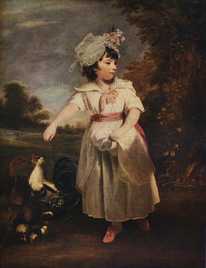 'Lady Catherine Pelham Clinton feeding her chickens', 1781 (1931). Artist: Sir Joshua Reynolds.