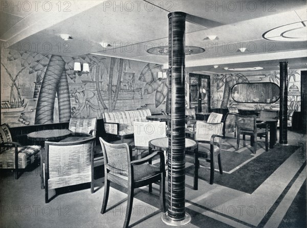 'Second Class Smoking Room on board Victoria', 1931. Artist: Unknown.