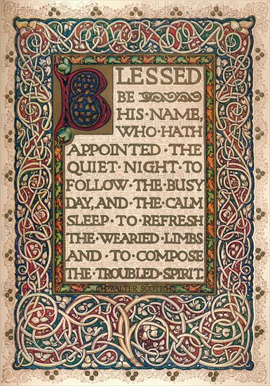 'Illuminated manuscript to illustrate Walter Scott's The Talisman', c1830. Artist: Sangorski and Sutcliffe.