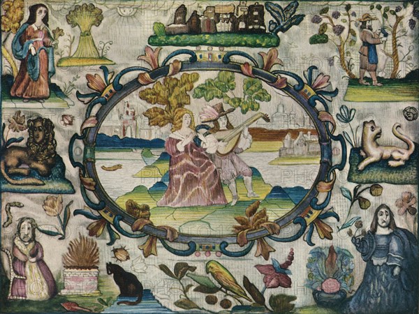 'Stump Work Picture, Jacobean Period', c1615. Artist: Unknown.