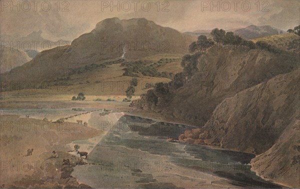 'The stepping stones on the Wharfe, above Bolton Abbey, Yorkshire', 1801. Artist: Thomas Girtin.