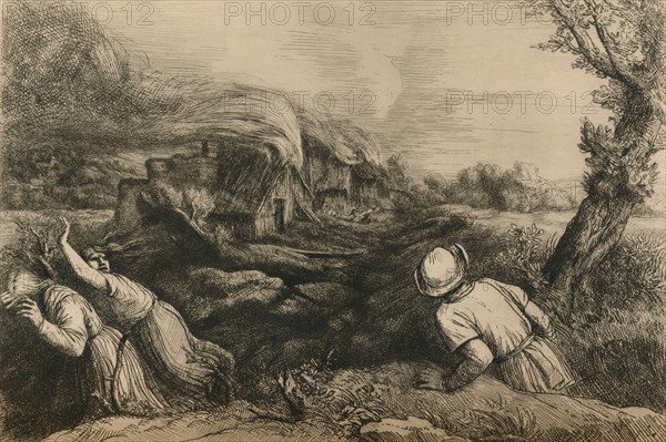 'The Burning Village', c1880. Artist: Alphonse Legros.