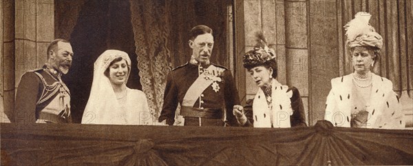 The wedding of Princess Mary and Viscount Lascelles, 28 February 1922 (1935).  Artist: Unknown.