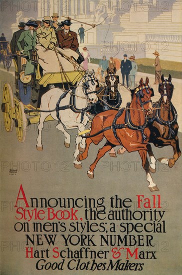 A Mens fashion magazine cover for 'The Fall Style Book', 1911. Artist: Edward Penfield.