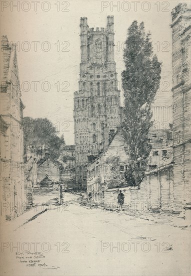 'Ely Tower, From The South', 1924. Artist: John Keppie.