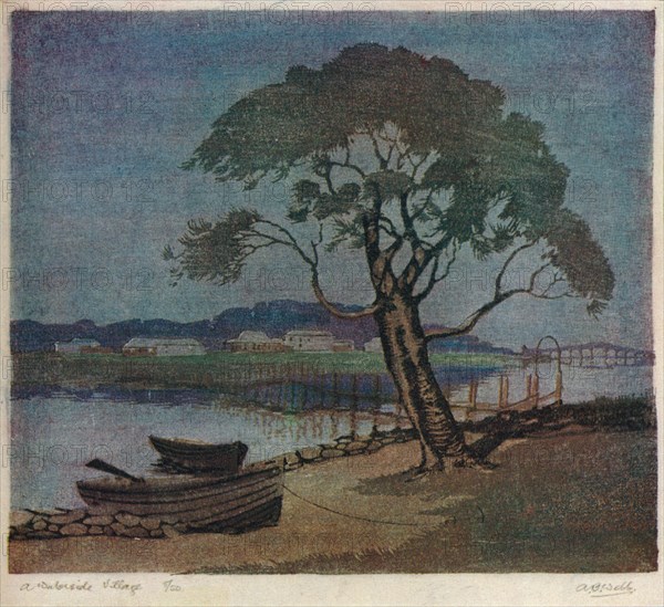 'A Waterside Village', c1921. Artist: Archibald Bertram Webb.