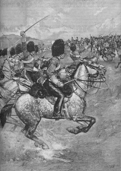 Charge of the Heavy Brigade at the Battle of Balaclava, 1854 (1906).  Artist: Unknown.