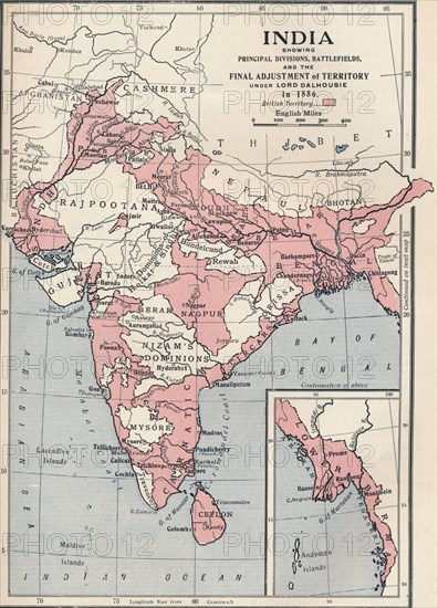 Map of India in 1856 (1906). Artist: Unknown.