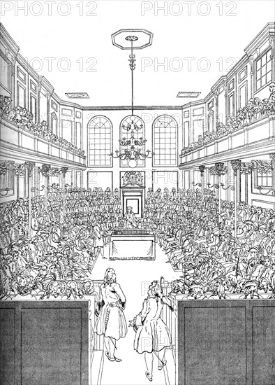 Interior of the House of Commons in 1742 (1905). Artist: Unknown.