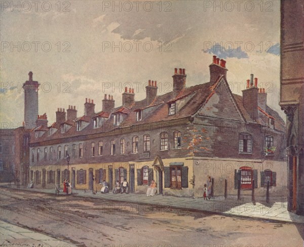 'Old Houses in Pye Street, Westminster', London, 1883 (1926). Artist: John Crowther.