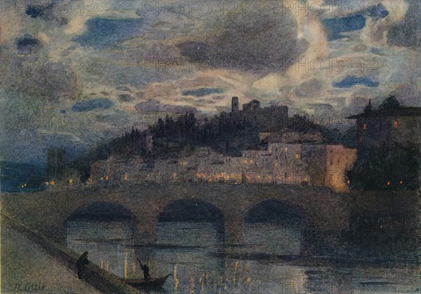 'Moonlight on the Arno, Florence', c1907. Artist: Robert W Little.