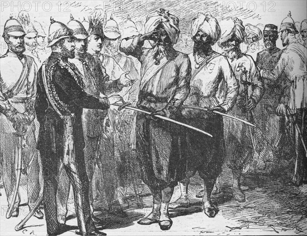 Reception for the survivors of the defence of Lucknow, India, January 1876 (1908). Artist: Unknown.