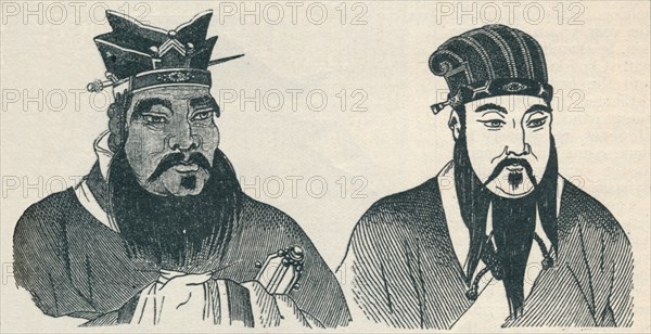 Chinese portraits of Confucius and his great follower Mencius, 1907. Artist: Unknown.