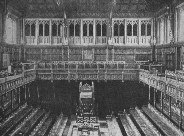 Interior of the House of Commons, Westminster, looking towards the Speaker's Chair, 1909. Artist: Unknown.