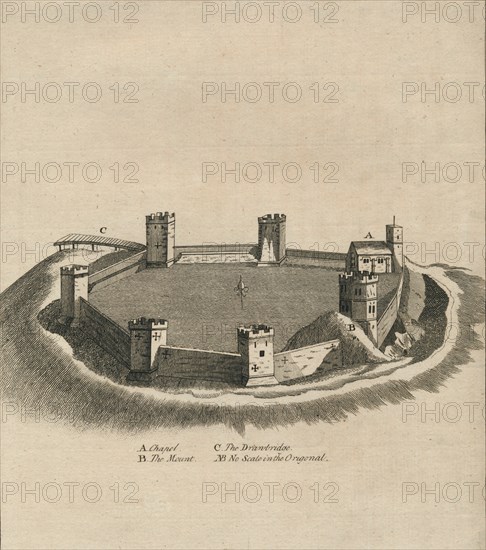 'Birds-Eye View of Oxford Castle in Oxfordshire', c1800. Artist: Unknown.