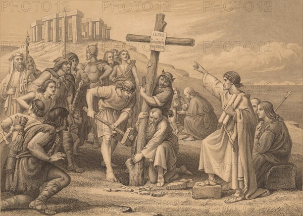 'The First Preaching of Christianity in Britain', c1900. Artist: John Easton.