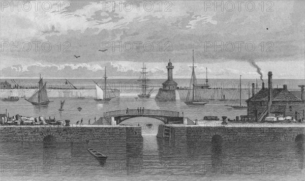 'Ramsgate Harbour and Light House, Kent', c1829. Artist: C Bedford.