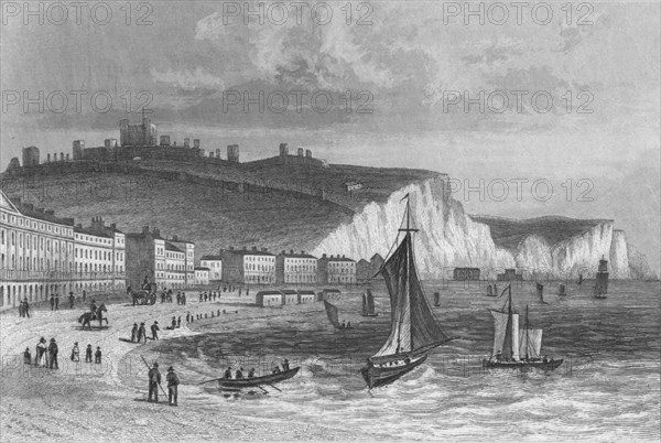 'Dover, from the Beach, Kent', 1846. Artist: Henry Winsor Bond.