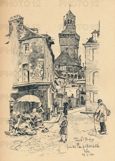 'Tour de l'Horloge, Vire', c1893. Artist: Bernard Partridge.