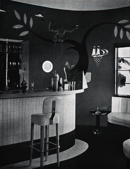 'The Bar in Mr. and Mrs. Joe Penner's house, Beverly Hills, California', c1939. Artist: Stuart O'Brien.