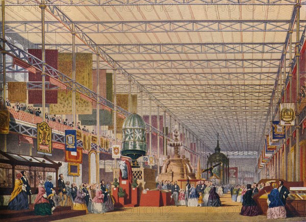 'The British Nave at the Great Exhibition of 1851, The Crystal Palace', c1854. Artist: Unknown.