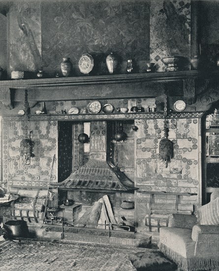 'Fire-place in the library of Mr. Louis C. Tiffany', 1897. Artist: Unknown.