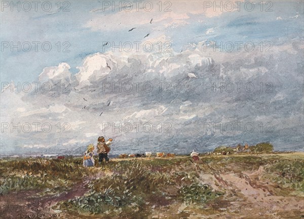 'Flying the Kite', 1852. Artist: David Cox the elder.