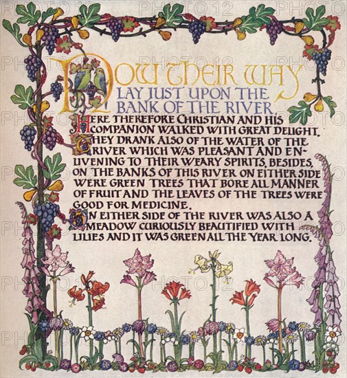 'Illuminated Text From The Pilgrim's progress', c1920. Artist: Marta Bowerley.