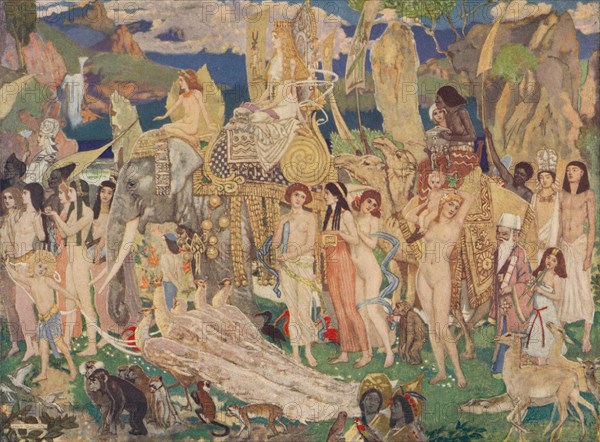 'Ivory, Apes and Peacocks (The Queen of Sheba)', c1909. Artist: John Duncan.