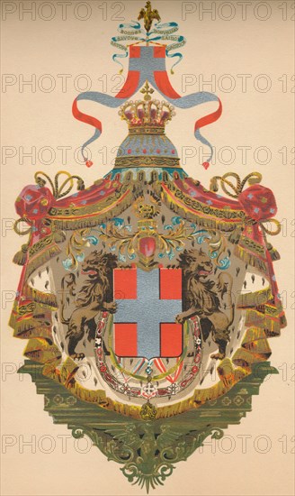 Coat of arms of the Kingdom of Italy, c1933. Artist: Whitehead, Morris & Co Ltd.