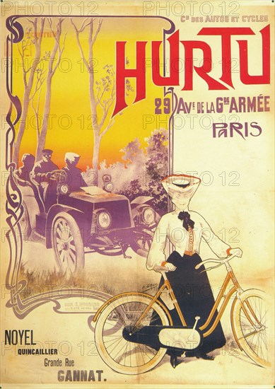 Advertisement for Hurtu cars and bicycles, c1900s. Artist: Unknown.