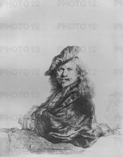 'Rembrandt Leaning on a Stone Sill', 1639. Artist: Rembrandt Harmensz van Rijn.