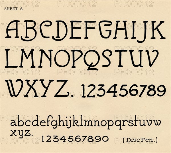 Sheet 6, from a portfolio of alphabets, 1929. Artist: Unknown.