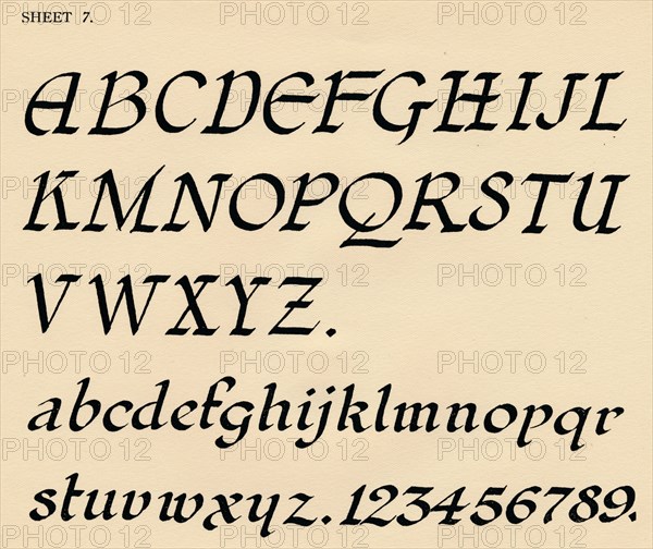 Sheet 7, from a portfolio of alphabets, 1929. Artist: Unknown.