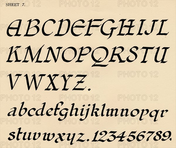 Sheet 7, from a portfolio of alphabets, 1929. Artist: Unknown.