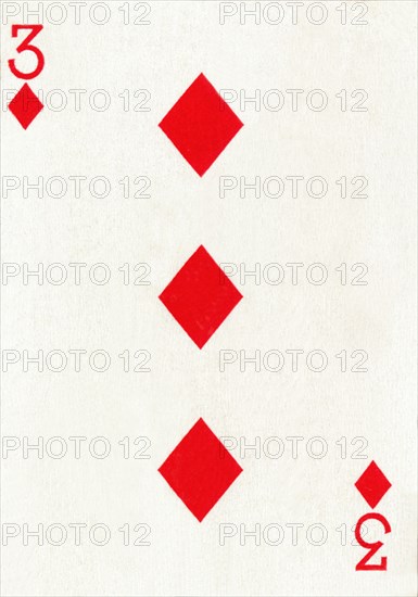 3 of Diamonds from a deck of Goodall & Son Ltd. playing cards, c1940. Artist: Unknown.