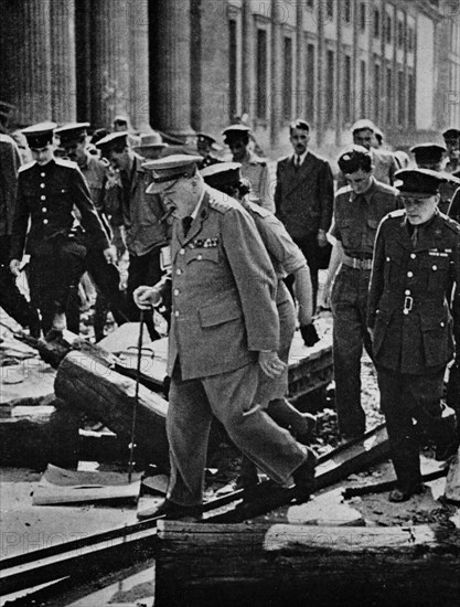 'Journey's end. Dunkirk to Berlin - an inevitable progress of retributive justice. Churchill inspect
