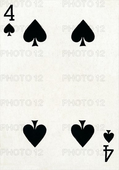 4 of Spades from a deck of Goodall & Son Ltd. playing cards, c1940. Artist: Unknown.
