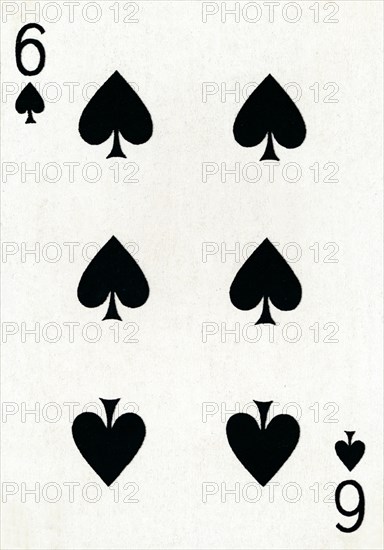 6 of Spades from a deck of Goodall & Son Ltd. playing cards, c1940. Artist: Unknown.
