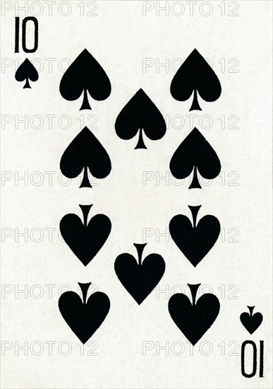 10 of Spades from a deck of Goodall & Son Ltd. playing cards, c1940. Artist: Unknown.