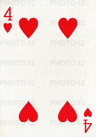 4 of Hearts from a deck of Goodall & Son Ltd. playing cards, c1940. Artist: Unknown.