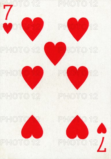 7 of Hearts from a deck of Goodall & Son Ltd. playing cards, c1940. Artist: Unknown.