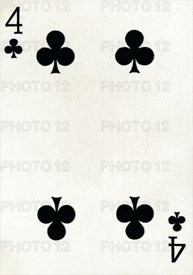 4 of Clubs from a deck of Goodall & Son Ltd. playing cards, c1940. Artist: Unknown.