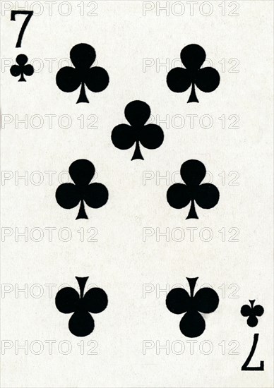 7 of Clubs from a deck of Goodall & Son Ltd. playing cards, c1940. Artist: Unknown.