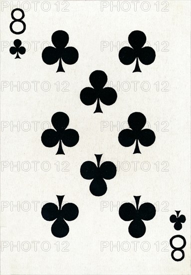 8 of Clubs from a deck of Goodall & Son Ltd. playing cards, c1940. Artist: Unknown.