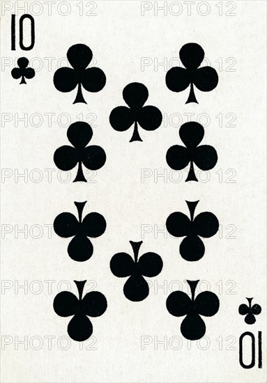 10 of Clubs from a deck of Goodall & Son Ltd. playing cards, c1940. Artist: Unknown.