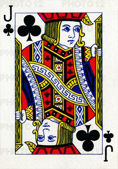 Jack of Clubs from a deck of Goodall & Son Ltd. playing cards, c1940. Artist: Unknown.