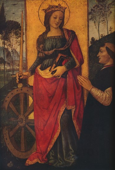 'Saint Catherine of Alexandria with a Donor', c1480. Artist: Bernardino Pinturicchio.